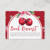 さくらんぼコケットボーガールベビーシャワーブックリクエスト エンクロージャーカード (正面)