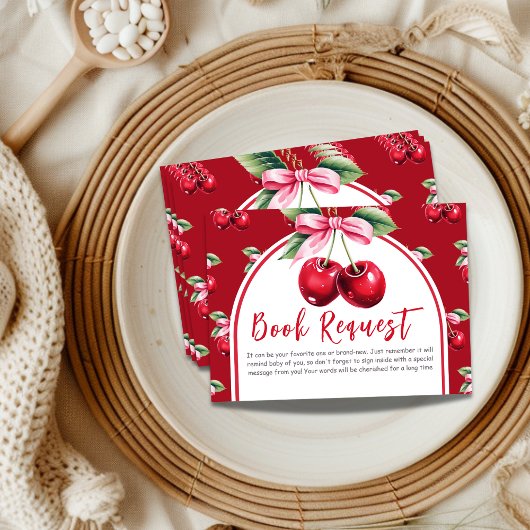 さくらんぼコケットボーガールベビーシャワーブックリクエスト エンクロージャーカード