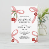 さくらんぼコケット弓ベビーシャワー招待状 招待状 (スタンド正面)