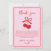 さくらんぼコケット手引きベビーガールシャワー サンキューカード (正面)