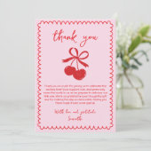 さくらんぼコケット手引きベビーガールシャワー サンキューカード (スタンド正面)