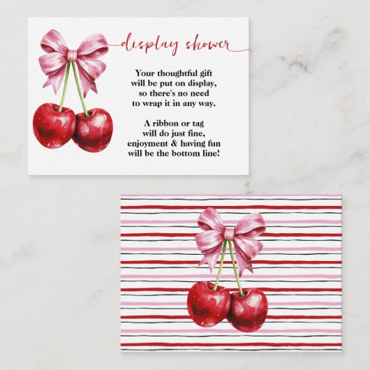 さくらんぼコケット表示なしラッピングベビーシャワー エンクロージャーカード (正面/裏面)