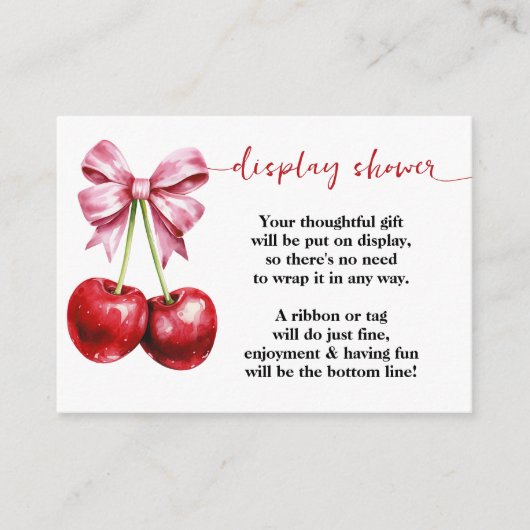 さくらんぼコケット表示なしラッピングベビーシャワー エンクロージャーカード (正面)