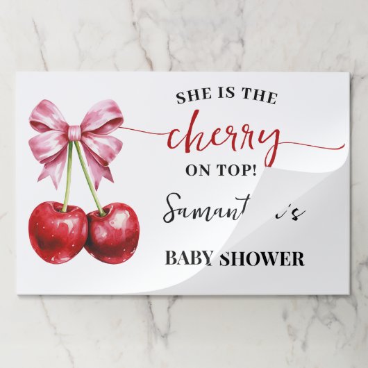 さくらんぼコケット赤ちゃんシャワー涙遠くにランチョンマット ペーパーパッド (折り畳み)