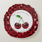 さくらんぼコード化バレンタインデイラウンドカスタム ラウンドクッション (正面)