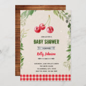 さくらんぼシャワー誕生日の招待状 招待状 (正面/裏面)