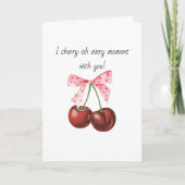 さくらんぼシンプルピンクボーボーボーボーイフレンド誕生日 シーズンカード (正面)