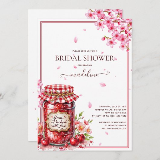 さくらんぼジャムさくらんぼフラムスブライダルシャワー 招待状 (正面/裏面)