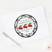 さくらんぼジャムラベルのパーソナライズ ラウンドシール (封筒)