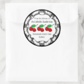 さくらんぼジャムラベルのパーソナライズ ラウンドシール (バッグ)