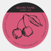 さくらんぼジャム瓶ラベル包装デザイン ラウンドシール (正面)