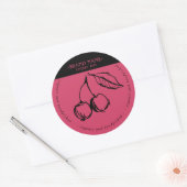 さくらんぼジャム瓶ラベル包装デザイン ラウンドシール (封筒)