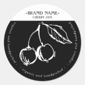 さくらんぼジャム瓶ラベル包装デザイン ラウンドシール (正面)