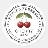 さくらんぼジャム缶詰シール(ヴィンテージさくらんぼ) ラウンドシール (正面)