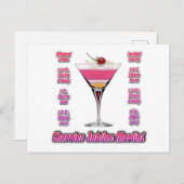 さくらんぼジュビリーマルティニカクテルレシピアート ポストカード (正面/裏面)