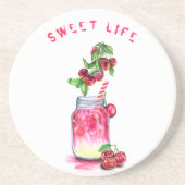 さくらんぼジュースカッコいいドリンクサマーフルーツコースター コースター (正面)