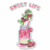 さくらんぼジュースカッコいいドリンク夏フルーツパーティーシール シール (正面)