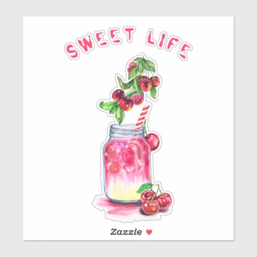 さくらんぼジュースカッコいいドリンク夏フルーツパーティーシール シール (シート)
