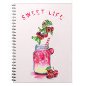 さくらんぼジュースカッコいいドリンク果実手帳 ノートブック (正面)