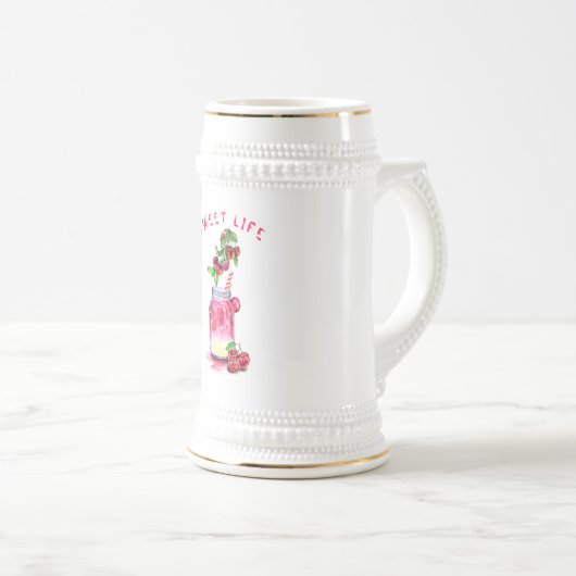 さくらんぼジュースクールドリンク夏パーティービアスタイン ビールジョッキ (正面右)