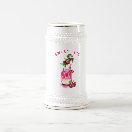 さくらんぼジュースクールドリンク夏パーティービアスタイン ビールジョッキ (中央)