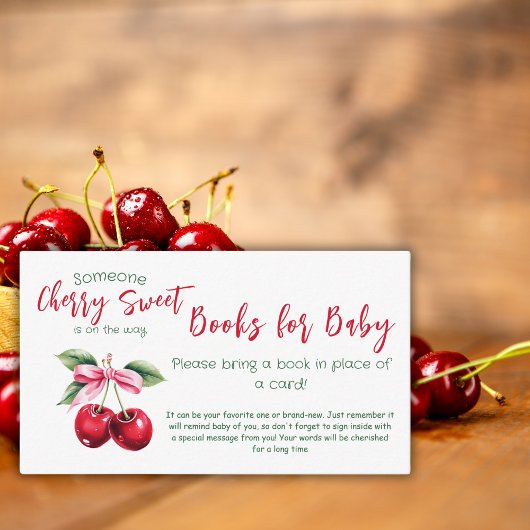さくらんぼスイートピンクのボウブック赤ちゃんシャワーゲーム エンクロージャーカード
