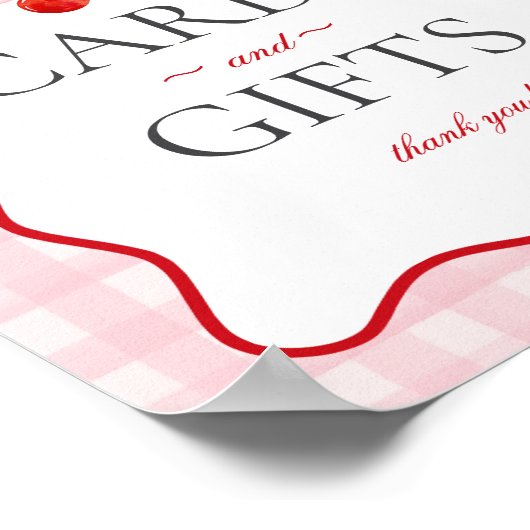 さくらんぼスイートピンクコケットジンガムカード&ギフト ポスター (角)