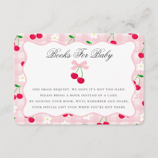 さくらんぼスイートピンクコケットベビーカード用のボウブック エンクロージャーカード (正面)