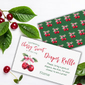 さくらんぼスイートピンクボウガール赤ちゃんシャワーゲームオムツ エンクロージャーカード