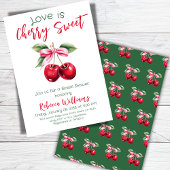 さくらんぼスイートピンクボウフルーツテーマのブライダルシャワー 招待状