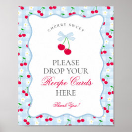 さくらんぼスイートブルーコケットボウ共有レシピ標識 ポスター