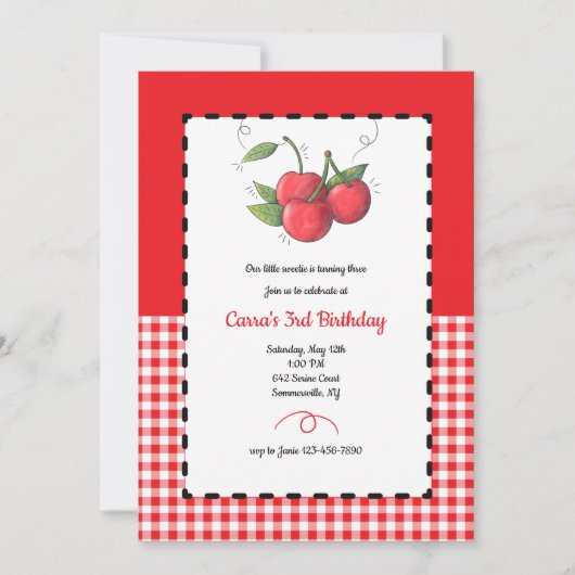 さくらんぼスウィートバースデーパーティー 招待状 (正面)