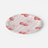 さくらんぼスウィートバースデーピンクジンガム ペーパープレート (アングル)
