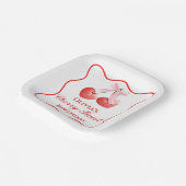 さくらんぼスウィートバースデーピンクボウジンガム ペーパープレート (傾斜あり)