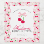 さくらんぼスウィートピンクコケットギンガムブライダルシャワー ワインラベル (シングルラベル)