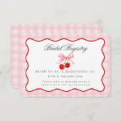 さくらんぼスウィートピンクコケットボウブライダルレジストリ エンクロージャーカード (正面/裏面)