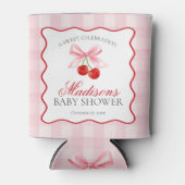 さくらんぼスウィートピンクコケットボウベイビーシャワーの好意 缶クーラー (正面)