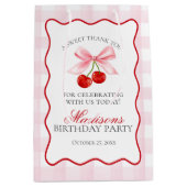 さくらんぼスウィートピンクコケットボウ誕生日の好意 ミディアムペーパーバッグ (正面)