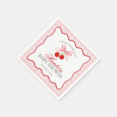 さくらんぼスウィートピンクコケットボーギンガムベビーシャワー スタンダードカクテルナプキン (角)