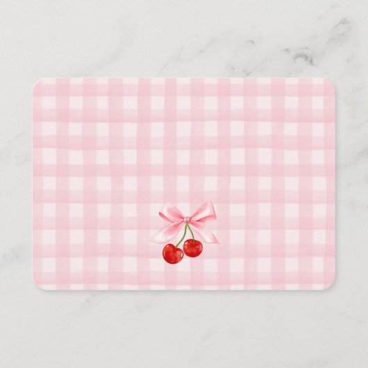 さくらんぼスウィートピンクコケット弓おむつラッフルカード エンクロージャーカード (裏面)