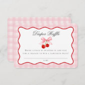 さくらんぼスウィートピンクコケット弓おむつラッフルカード エンクロージャーカード (正面/裏面)