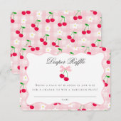 さくらんぼスウィートピンクコケット弓おむつラッフルカード エンクロージャーカード (正面/裏面)