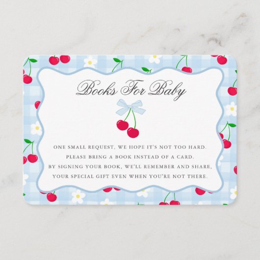 さくらんぼスウィートブルーコケットベビーカード用のボウブック エンクロージャーカード (正面)