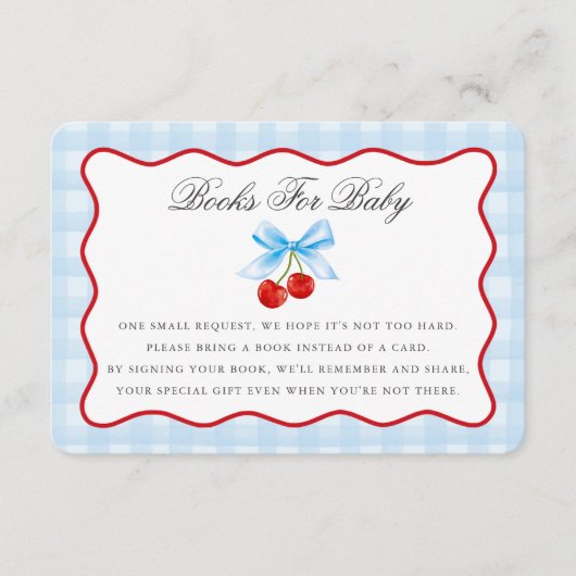 さくらんぼスウィートブルーコケットベビーカード用のボウブック エンクロージャーカード (正面)