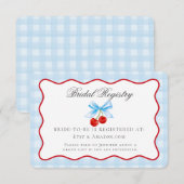 さくらんぼスウィートブルーコケットボウブライダルレジストリ エンクロージャーカード (正面/裏面)