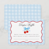 さくらんぼスウィートブルーコケット弓おむつラッフルカード エンクロージャーカード (正面/裏面)