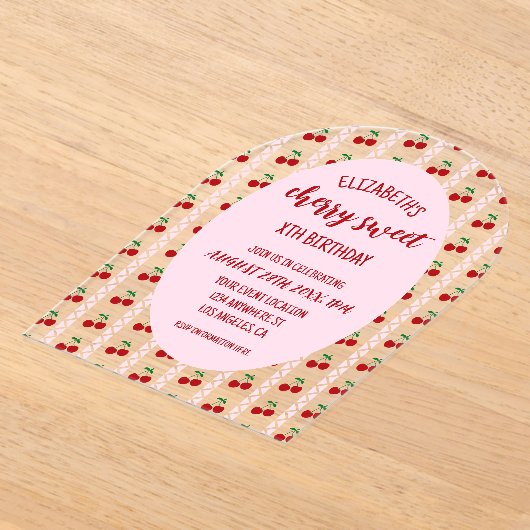 さくらんぼスウィート誕生日 アクリル招待状 (レイダウン)