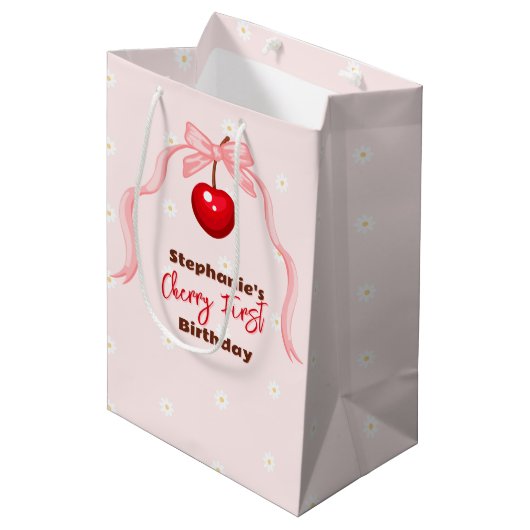 さくらんぼスウィート誕生日 ミディアムペーパーバッグ (正面アングル)