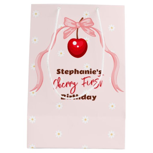 さくらんぼスウィート誕生日 ミディアムペーパーバッグ (裏面)