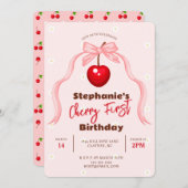 さくらんぼスウィート誕生日 招待状 (正面/裏面)